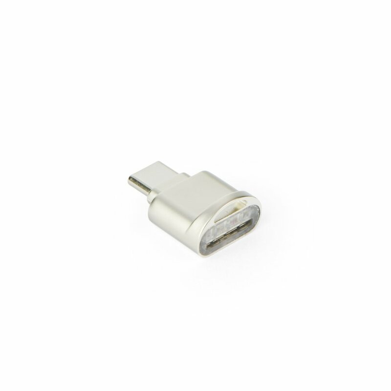Adaptor OTG MicroSD - Type-C Cu Holder Metalic De Prindere - HR-USH014 - Argintiu