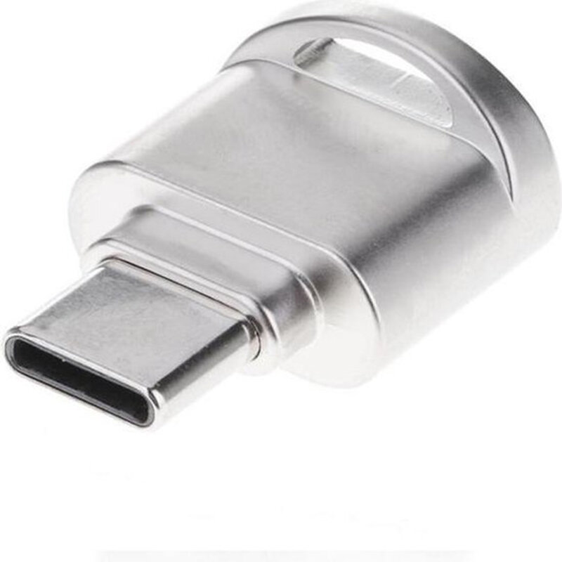 Adaptor OTG MicroSD - Type-C Cu Holder Metalic De Prindere - HR-USH014 - Argintiu