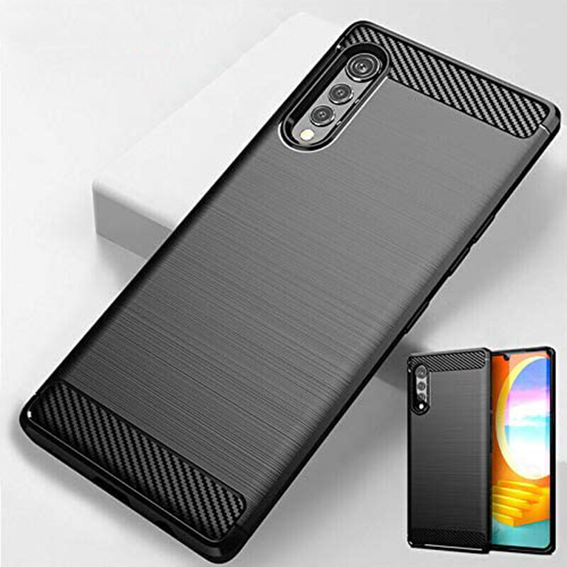 Husa LG Velvet 5G Techsuit Carbon Silicone, negru
