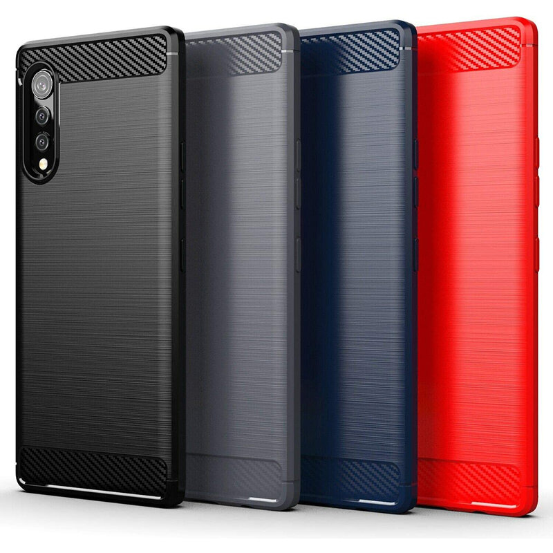 Husa LG Velvet 5G Techsuit Carbon Silicone, negru
