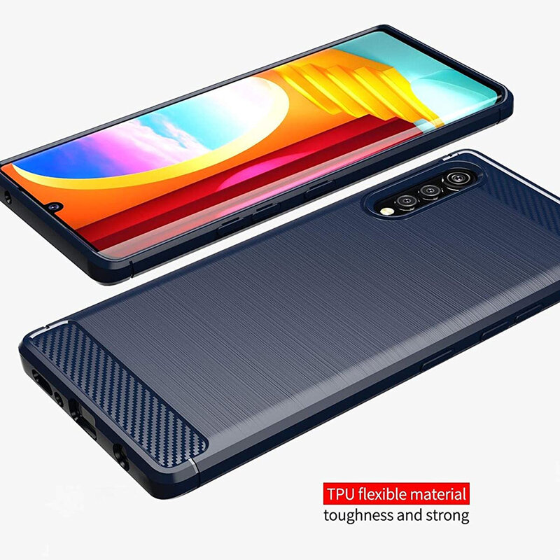Husa LG Velvet 5G Techsuit Carbon Silicone, negru
