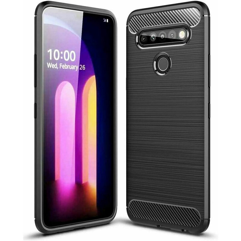 Husa LG K41S Techsuit Carbon Silicone, negru