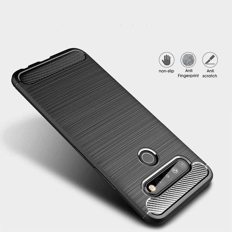 Husa LG K41S Techsuit Carbon Silicone, negru