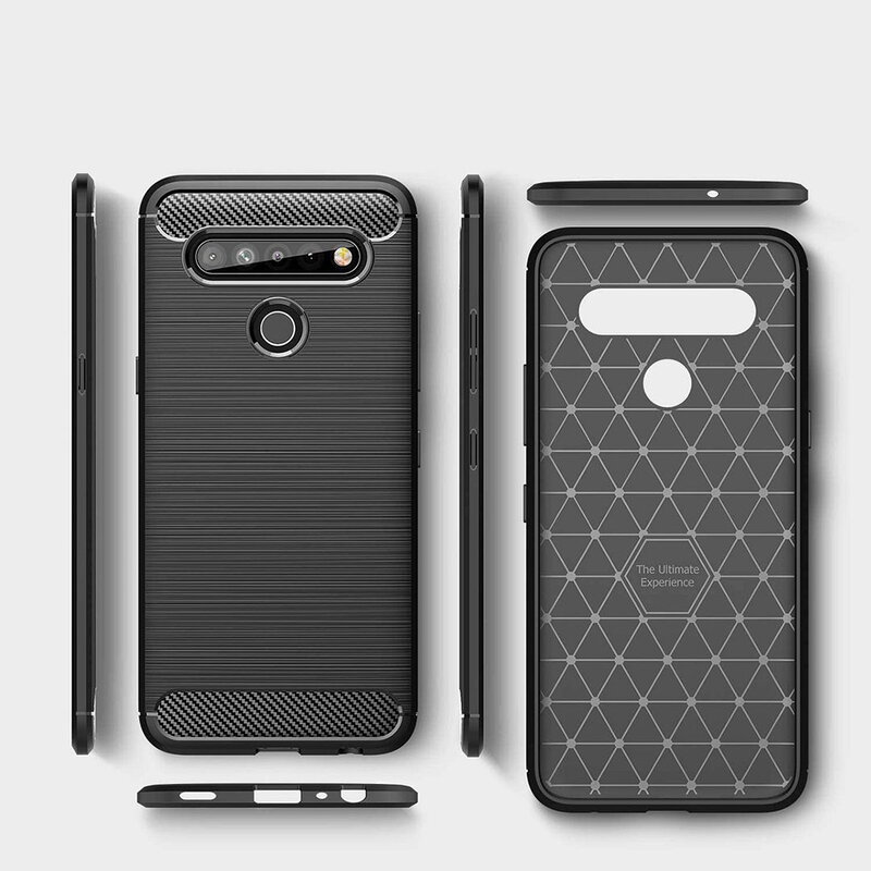 Husa LG K41S Techsuit Carbon Silicone, negru