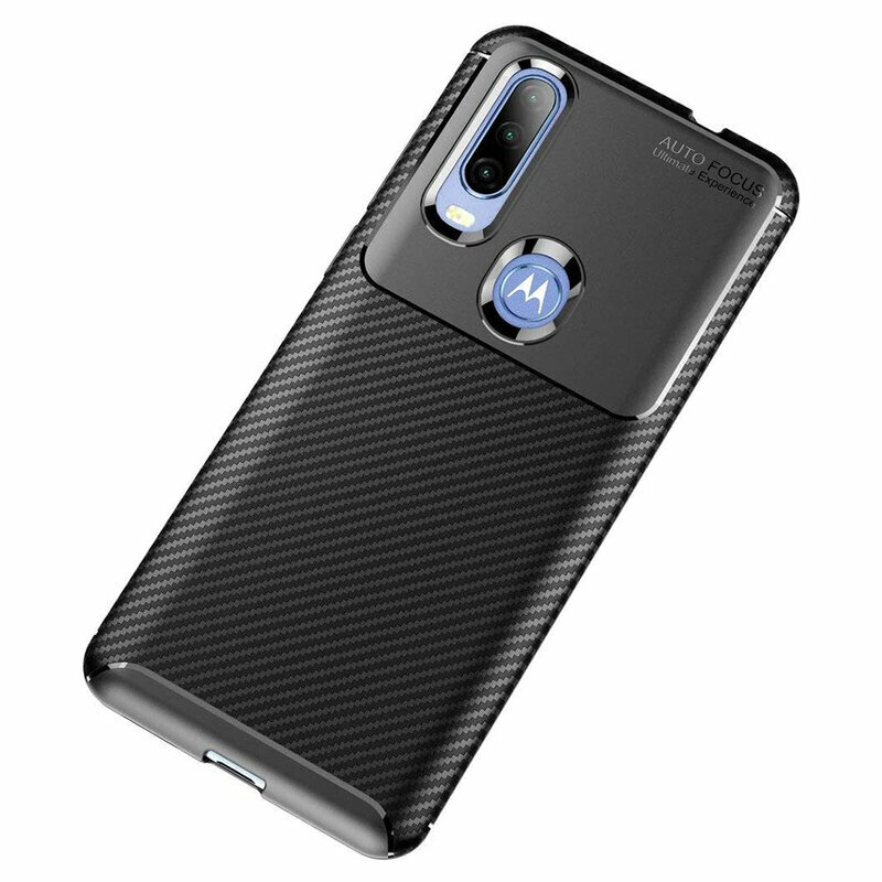Husa Motorola One Action Carbon Fiber Skin - Negru
