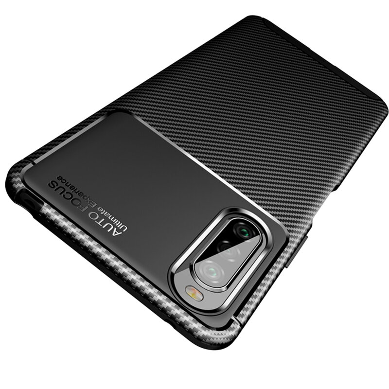 Husa Sony Xperia 10 II Carbon Fiber Skin - Negru
