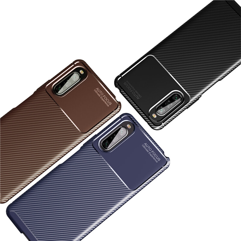 Husa Sony Xperia 10 II Carbon Fiber Skin - Albastru