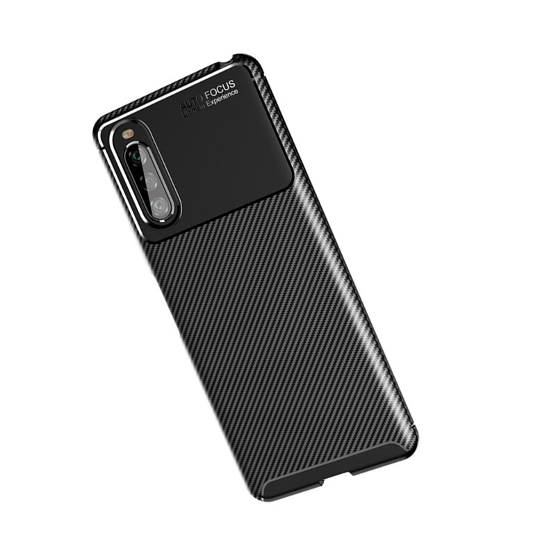 Husa Sony Xperia 10 II Carbon Fiber Skin - Albastru
