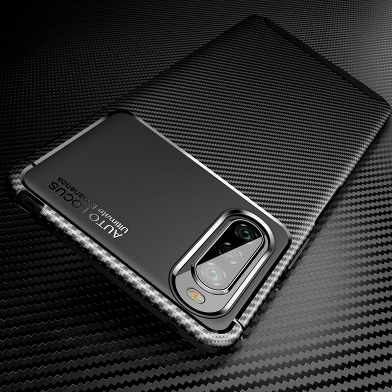Husa Sony Xperia 10 II Carbon Fiber Skin - Albastru