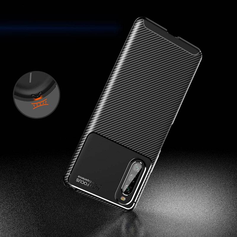 Husa Sony Xperia 10 II Carbon Fiber Skin - Albastru