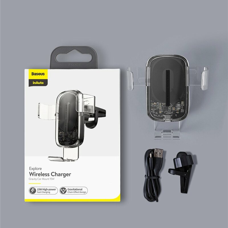 Suport Auto Telefon Baseus Gravity Cu Incarcare Wireless - WXYL-K02 - Transparent
