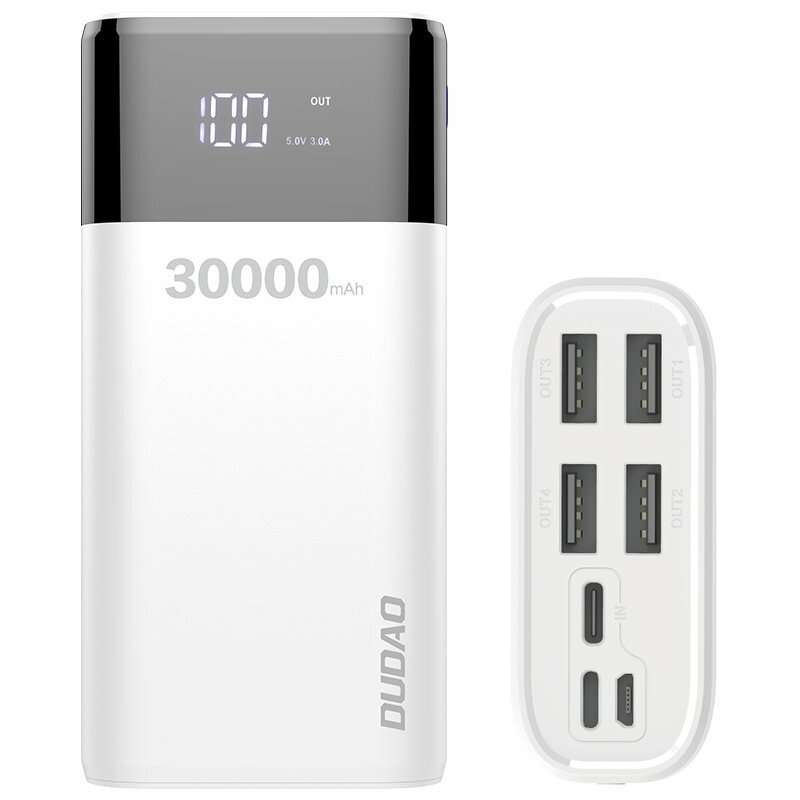 Baterie Externa Dudao K8Max 30000mAh 4xUSB/Micro-USB/Type-C/Lightning 4A - Alb