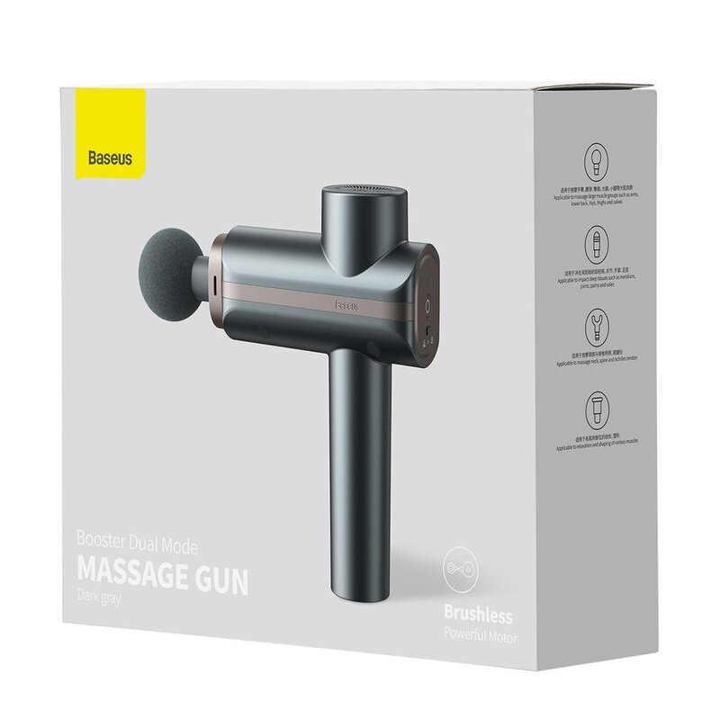 Aparat De Masaj Profesional Baseus Wireless Cu 4 Capete Interschimbabile - Gri