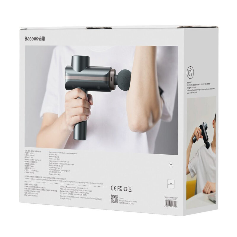 Aparat De Masaj Profesional Baseus Wireless Cu 4 Capete Interschimbabile - Gri