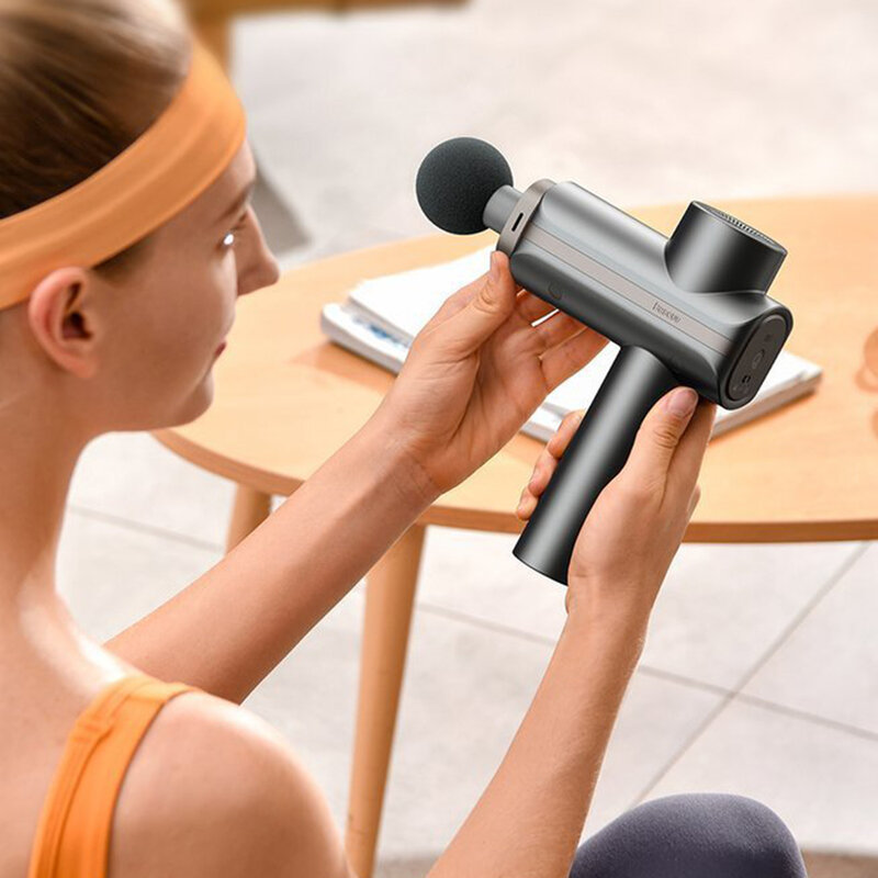 Aparat De Masaj Profesional Baseus Wireless Cu 4 Capete Interschimbabile - Gri