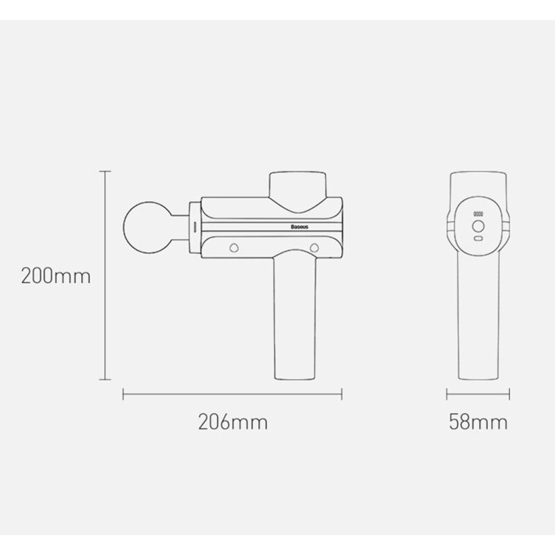 Aparat De Masaj Profesional Baseus Wireless Cu 4 Capete Interschimbabile - Gri