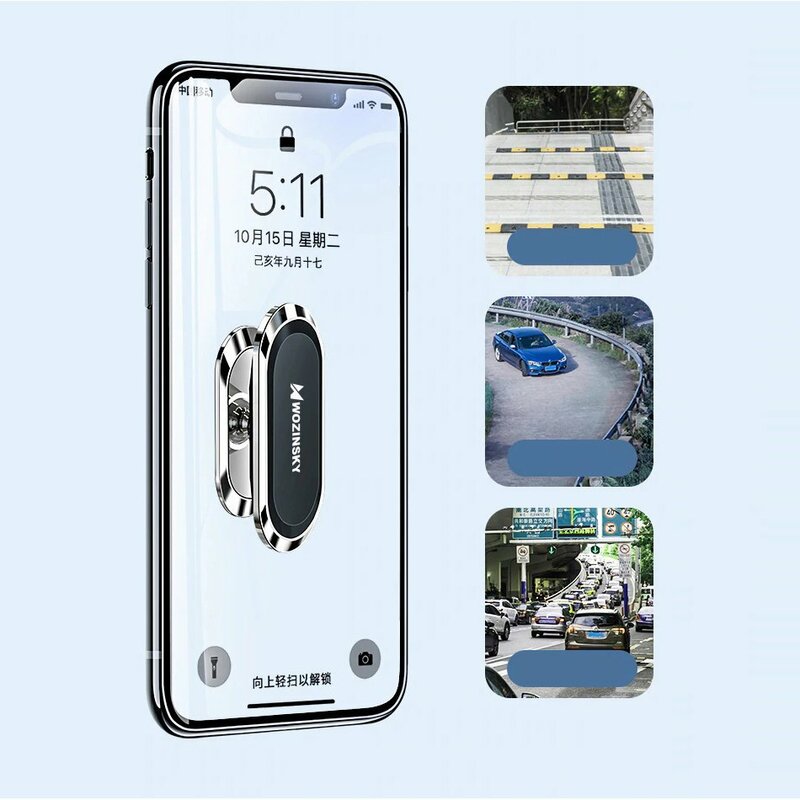 Suport Magnetic Universal Wozinsky Pentru Bord Auto 360° - WMH-06 - Negru