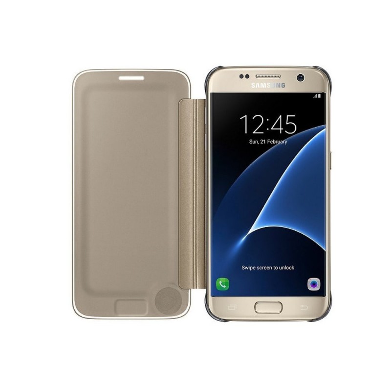 Husa Originala Samsung Galaxy S7 G930 Clear View Cover Auriu
