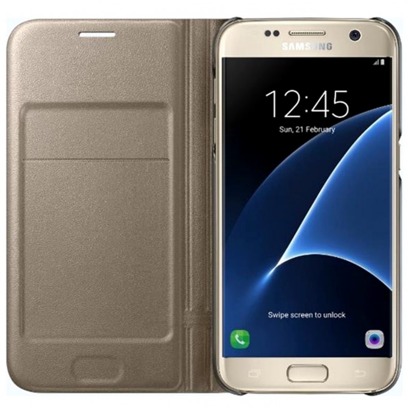 Husa Originala Samsung Galaxy S7 G930 LED View Cover Auriu