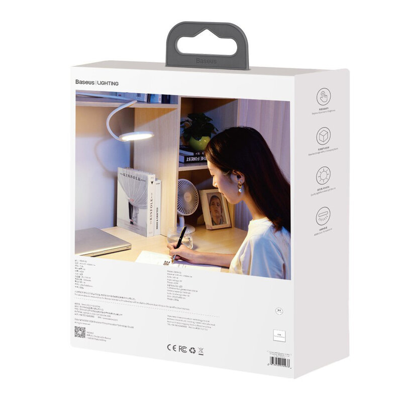 Veioza Birou Wireless Baseus Lampa LED Pentru Citit Cu Suport Reglabil - DGYR-02 - Alb