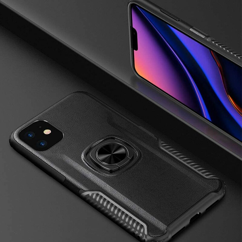 Husa iPhone 11 Pro Hybrid Cu Inel Suport Stand Magnetic - Negru