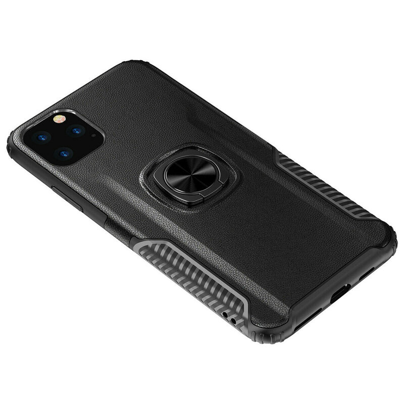 Husa iPhone 11 Pro Hybrid Cu Inel Suport Stand Magnetic - Negru