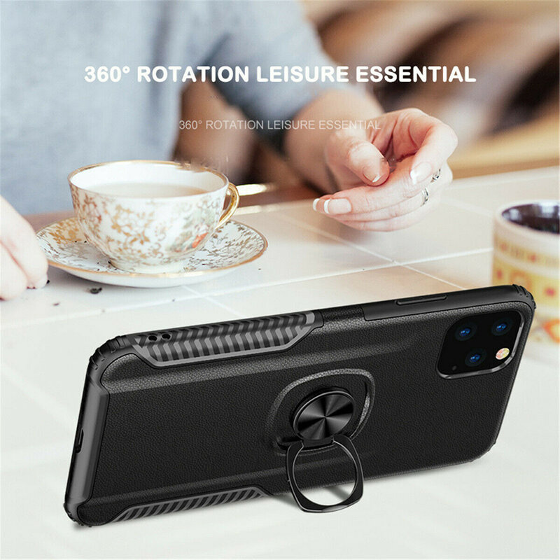 Husa iPhone 11 Pro Hybrid Cu Inel Suport Stand Magnetic - Negru