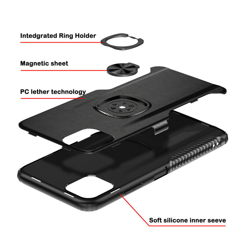 Husa iPhone 11 Pro Hybrid Cu Inel Suport Stand Magnetic - Negru