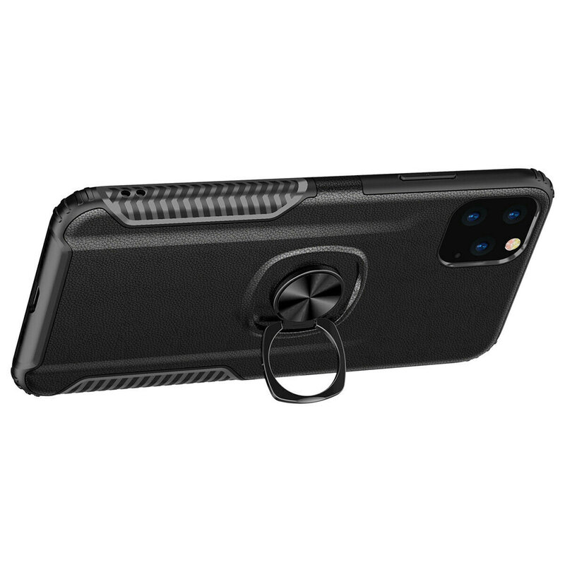 Husa iPhone 11 Pro Hybrid Cu Inel Suport Stand Magnetic - Negru