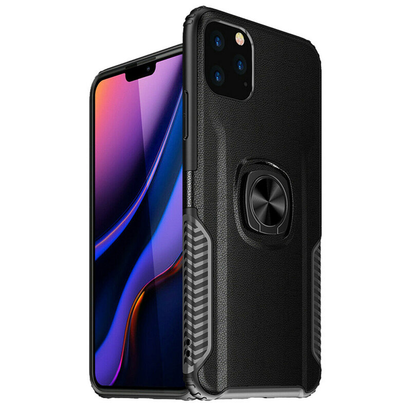 Husa iPhone 11 Pro Hybrid Cu Inel Suport Stand Magnetic - Negru