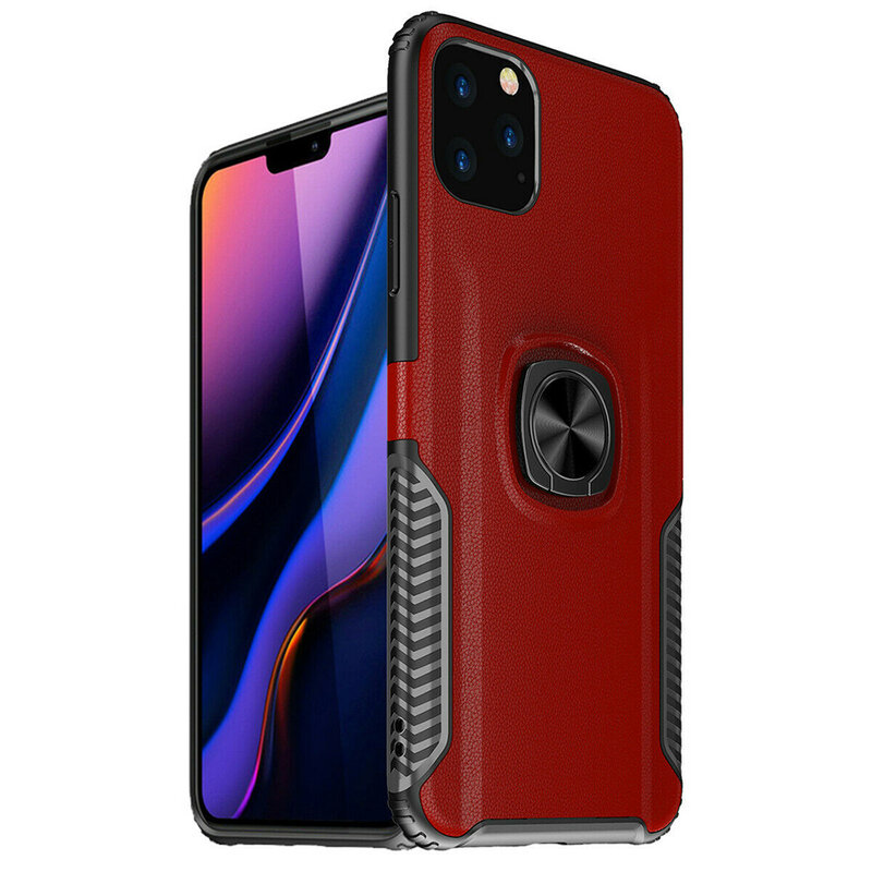 Husa iPhone 11 Pro Max Hybrid Cu Inel Suport Stand Magnetic - Rosu