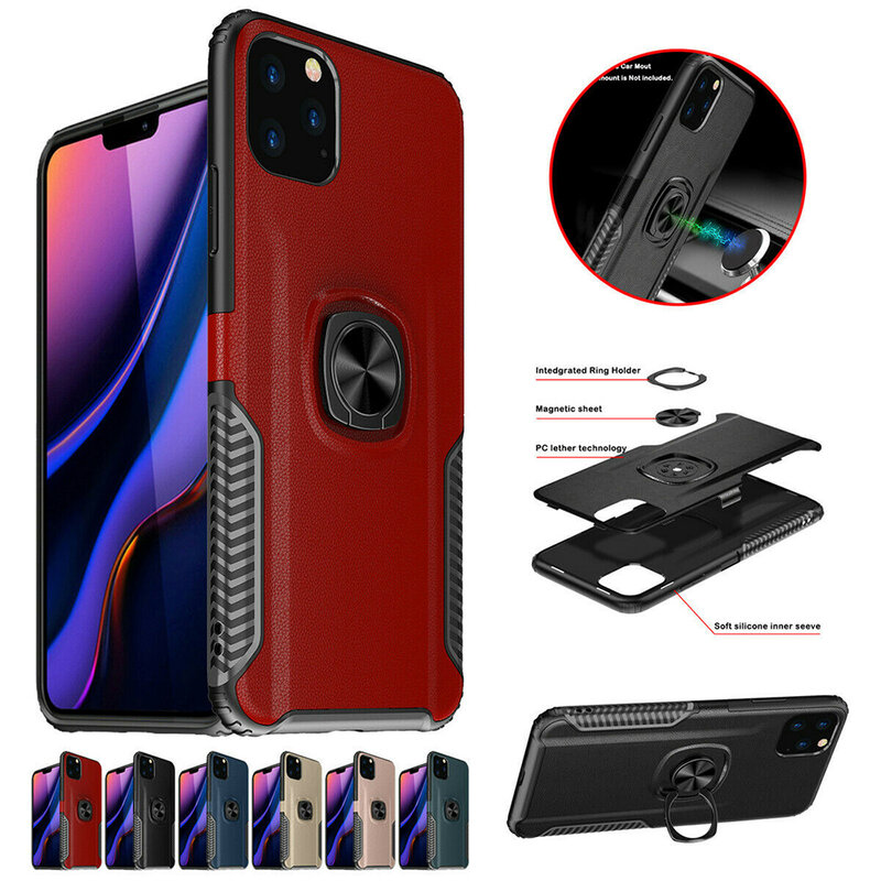 Husa iPhone 11 Pro Max Hybrid Cu Inel Suport Stand Magnetic - Rosu