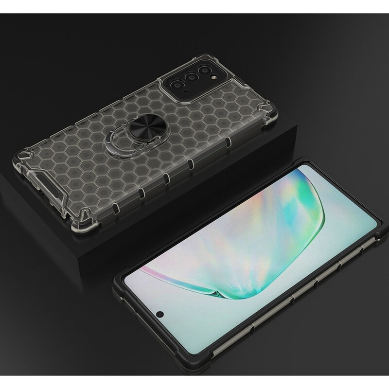 Husa Samsung Galaxy Note 20 Ultra 5G Honeycomb Cu Inel Suport Stand Magnetic - Negru