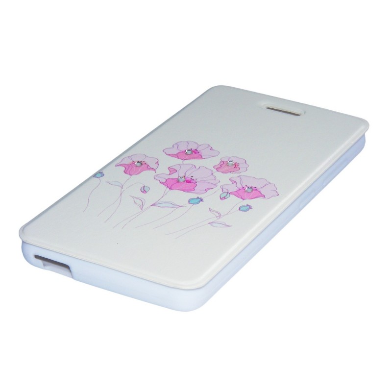 Husa Allview P5 eMagic Toc Flip Carte Model Pink Flowers