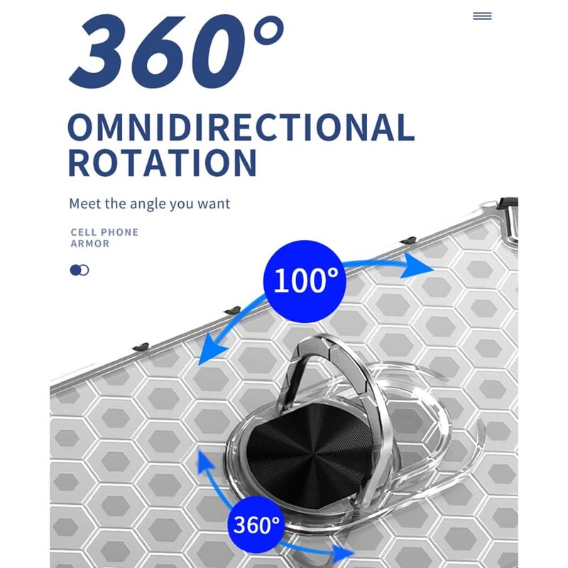 Husa Xiaomi Redmi Note 9 Pro Honeycomb Cu Inel Suport Stand Magnetic - Rosu