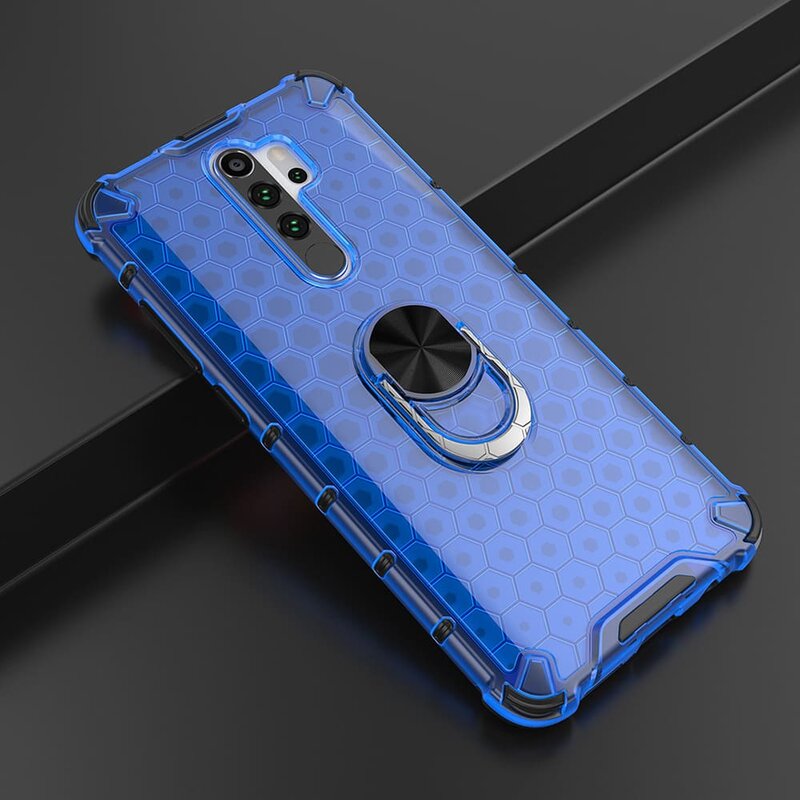 Husa Xiaomi Redmi Note 8T Honeycomb Cu Inel Suport Stand Magnetic - Albastru