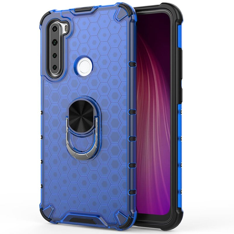 Husa Xiaomi Redmi Note 8T Honeycomb Cu Inel Suport Stand Magnetic - Albastru