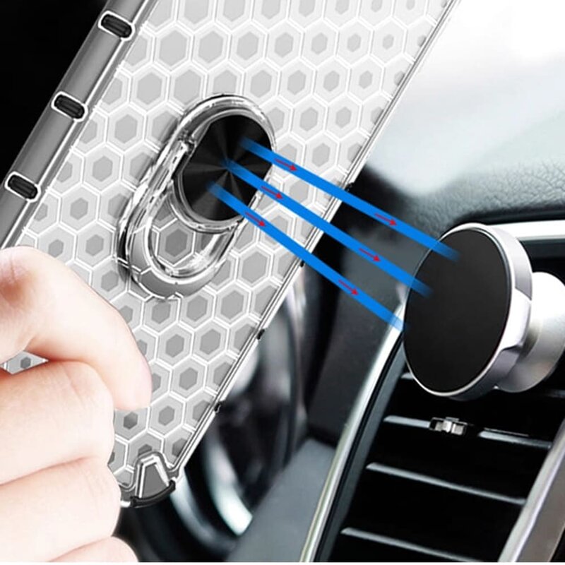 Husa Xiaomi Redmi Note 8T Honeycomb Cu Inel Suport Stand Magnetic - Albastru