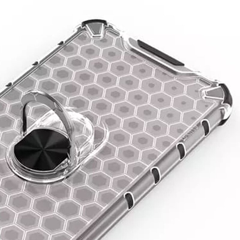 Husa iPhone 7 Honeycomb Cu Inel Suport Stand Magnetic - Negru