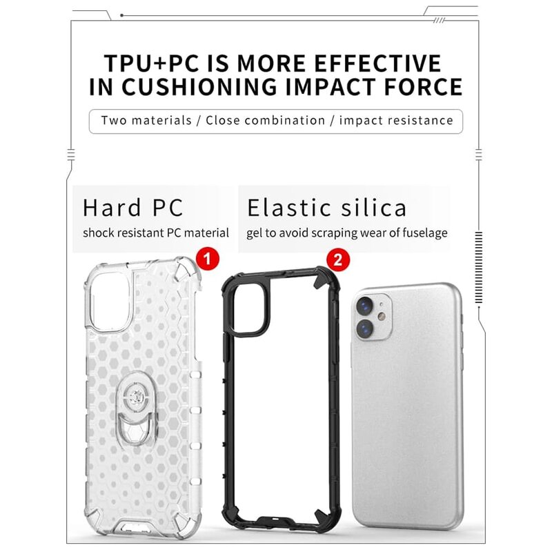 Husa iPhone 7 Honeycomb Cu Inel Suport Stand Magnetic - Rosu