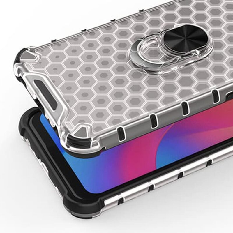 Husa iPhone 8 Honeycomb Cu Inel Suport Stand Magnetic - Rosu