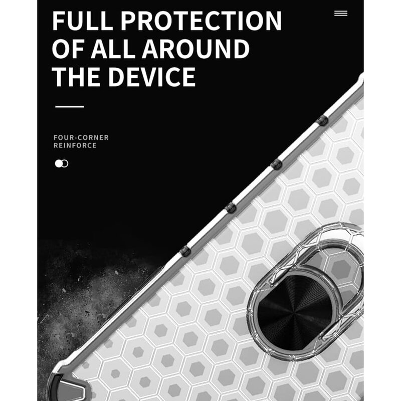 Husa iPhone 12 Pro Max Honeycomb Cu Inel Suport Stand Magnetic - Albastru