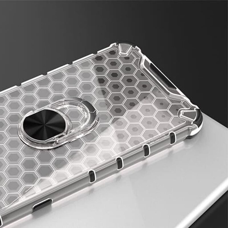 Husa iPhone 12 Pro Max Honeycomb Cu Inel Suport Stand Magnetic - Albastru