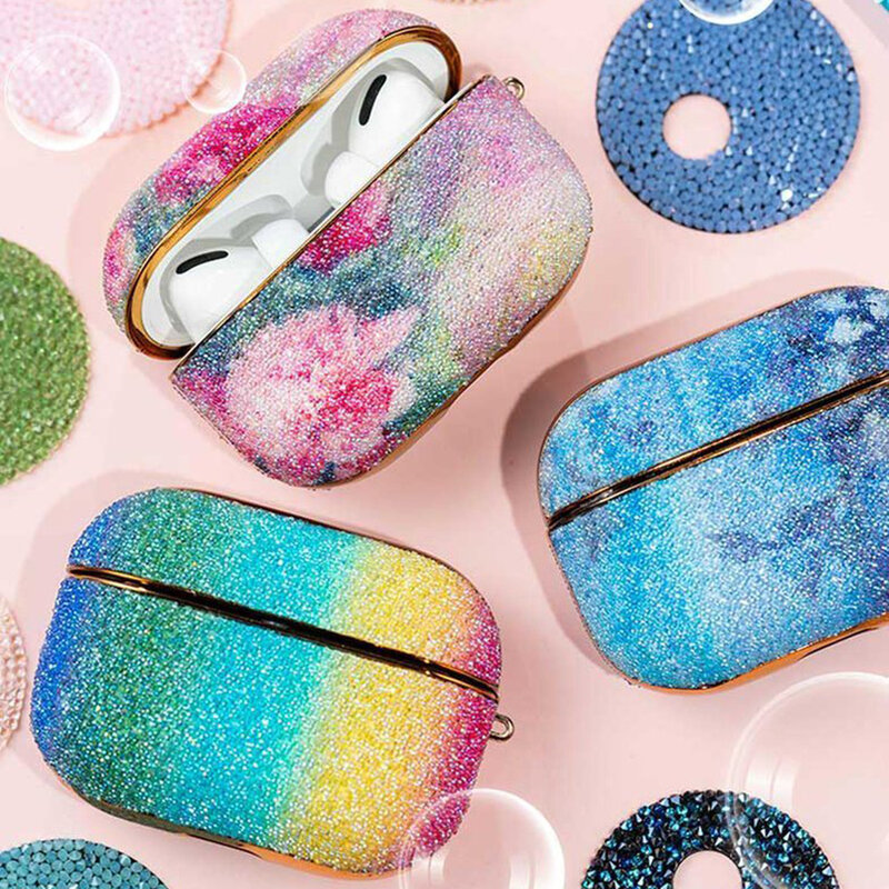 Husa Apple Airpods Pro Kingxbar Curcubeu Stralucitoare Cu Sclipici - Multicolor