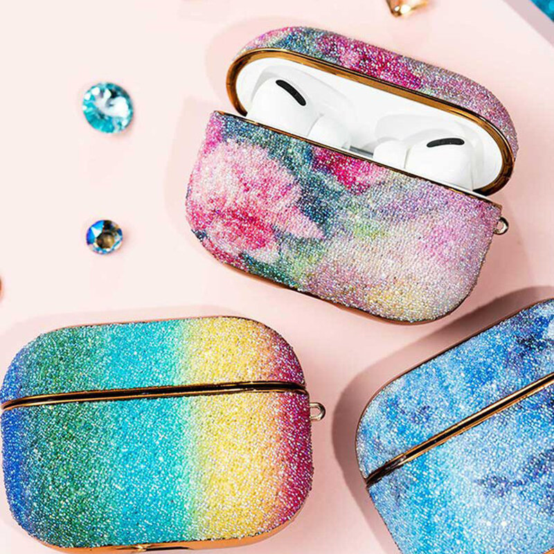 Husa Apple Airpods Pro Kingxbar Curcubeu Stralucitoare Cu Sclipici - Multicolor