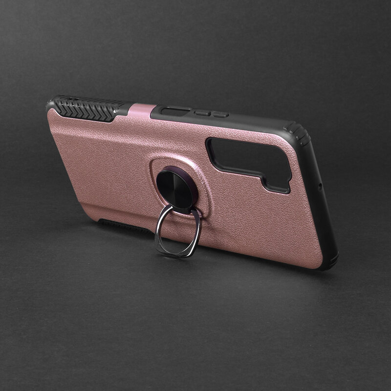 Husa Huawei P40 Lite 5G Hybrid Cu Inel Suport Stand Magnetic - Roz