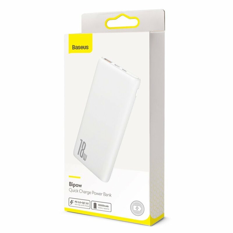 Acumulator Extern 10000 mAh Baseus Bipow Cu Incarcare Rapida 18W - PPDML-02 - Alb