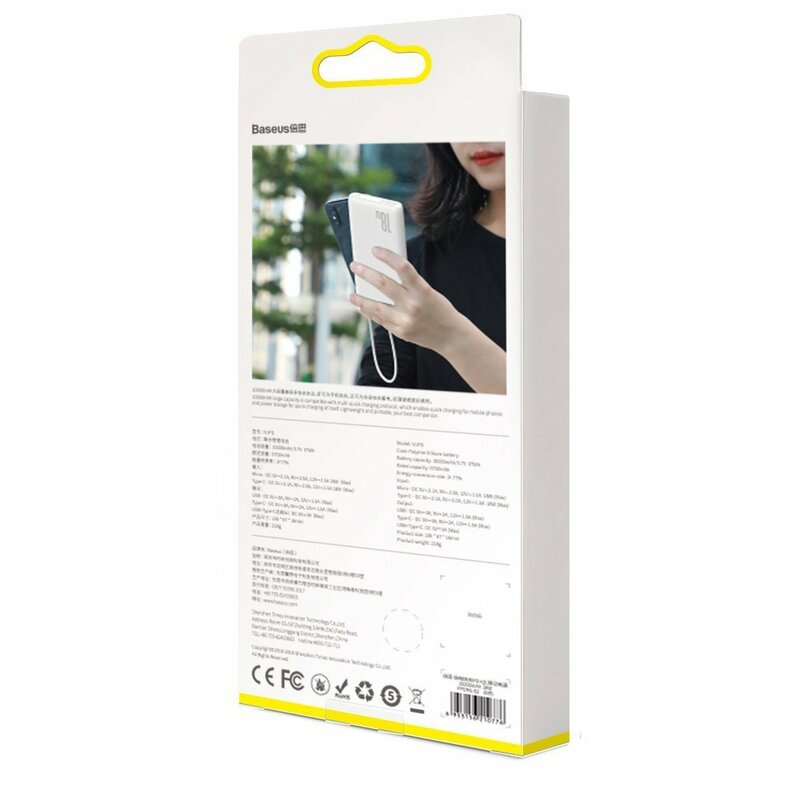 Acumulator Extern 10000 mAh Baseus Bipow Cu Incarcare Rapida 18W - PPDML-02 - Alb