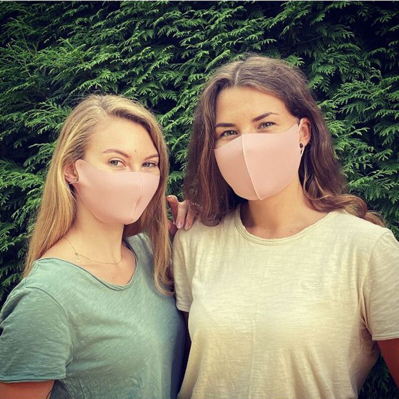 Masca bumbac reutilizabila Fdtwelve D1, 2 straturi, roz