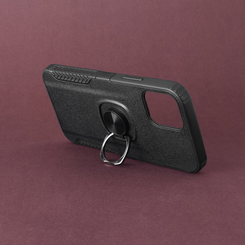 Husa iPhone 12 Pro Max Hybrid Cu Inel Suport Stand Magnetic - Negru